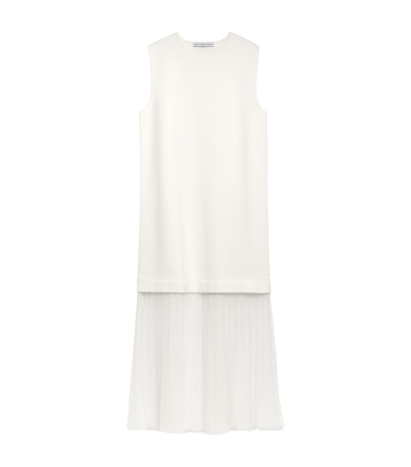Armhole Sleeve Combined Dress Ecru