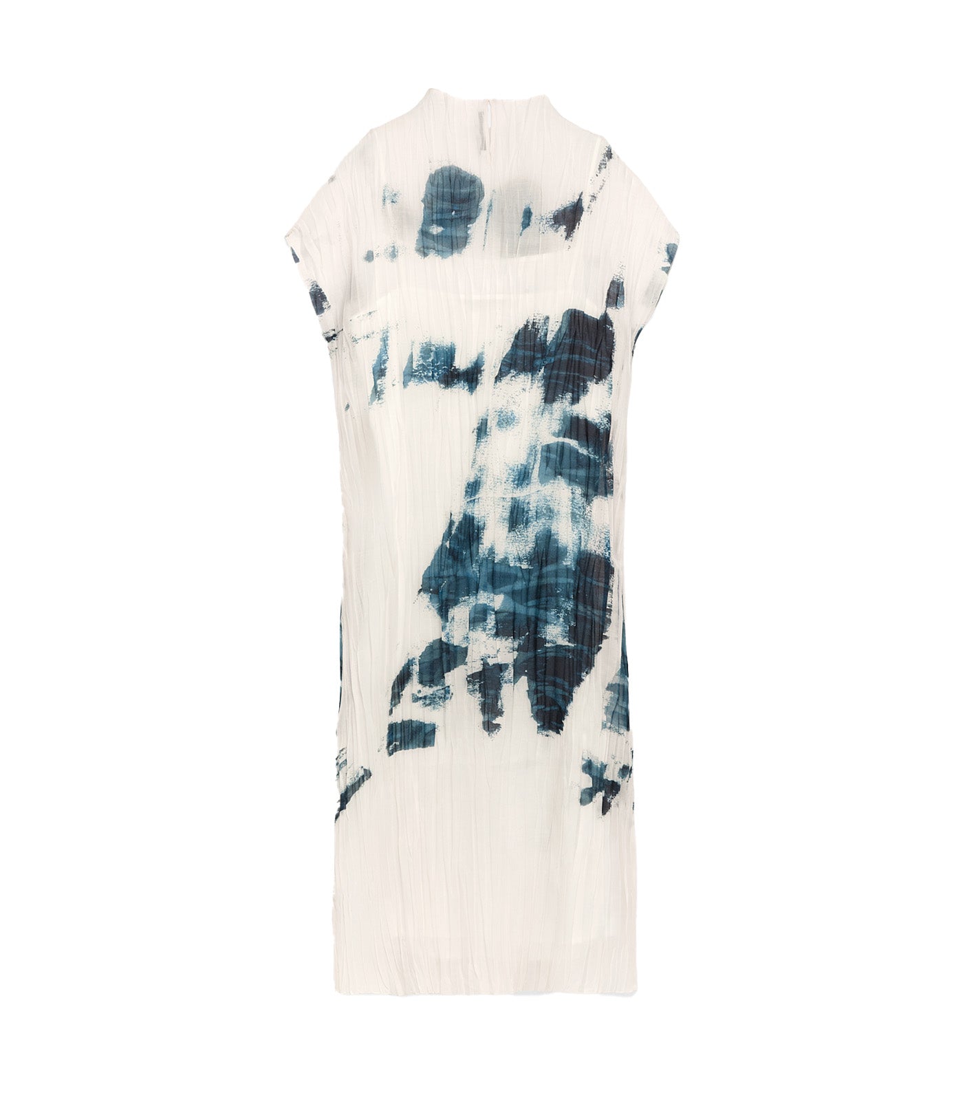 Adolfo Dominguez Printed Crinkle Dress Blue/Ecru