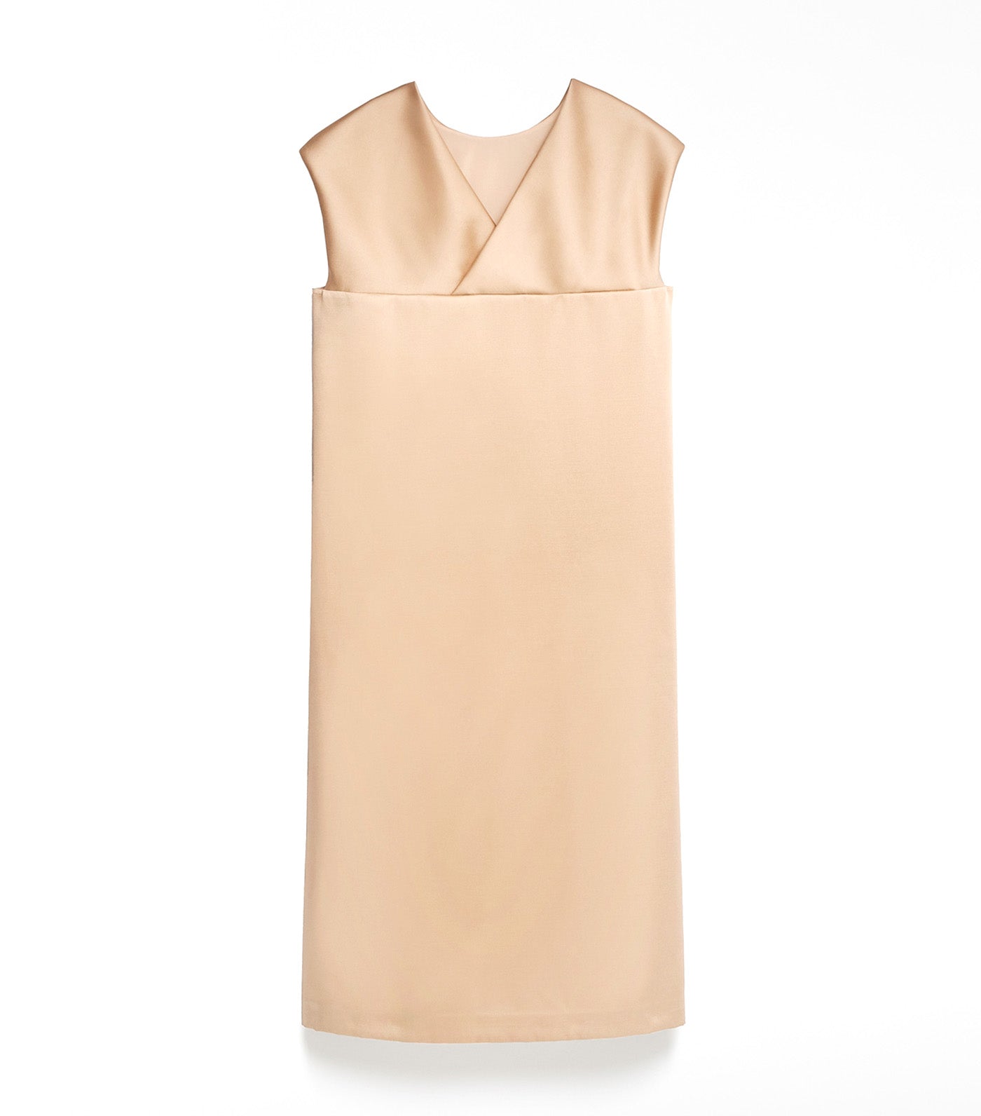 Draped Neckline Dress Beige