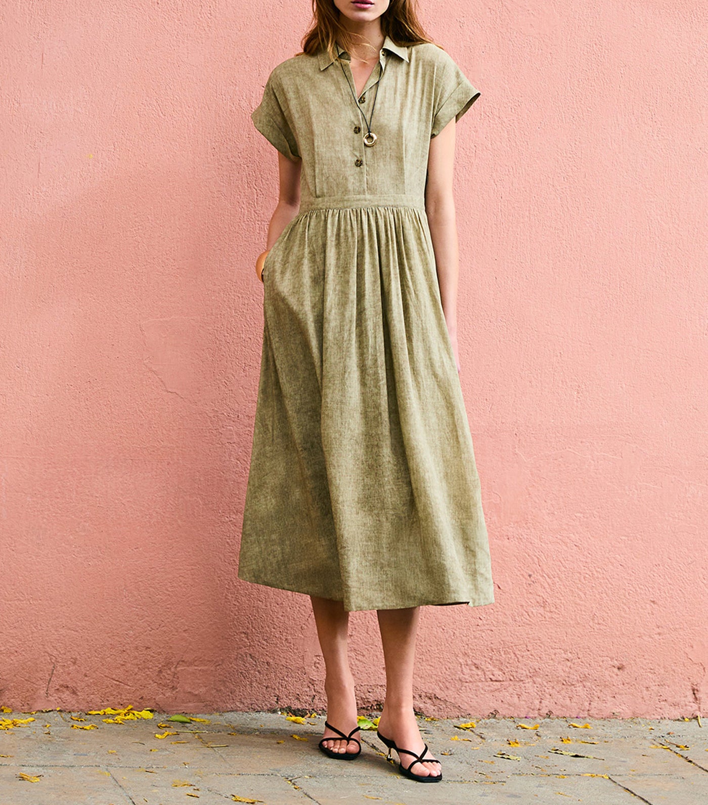 Shirtwaist Dress Dark Khaki