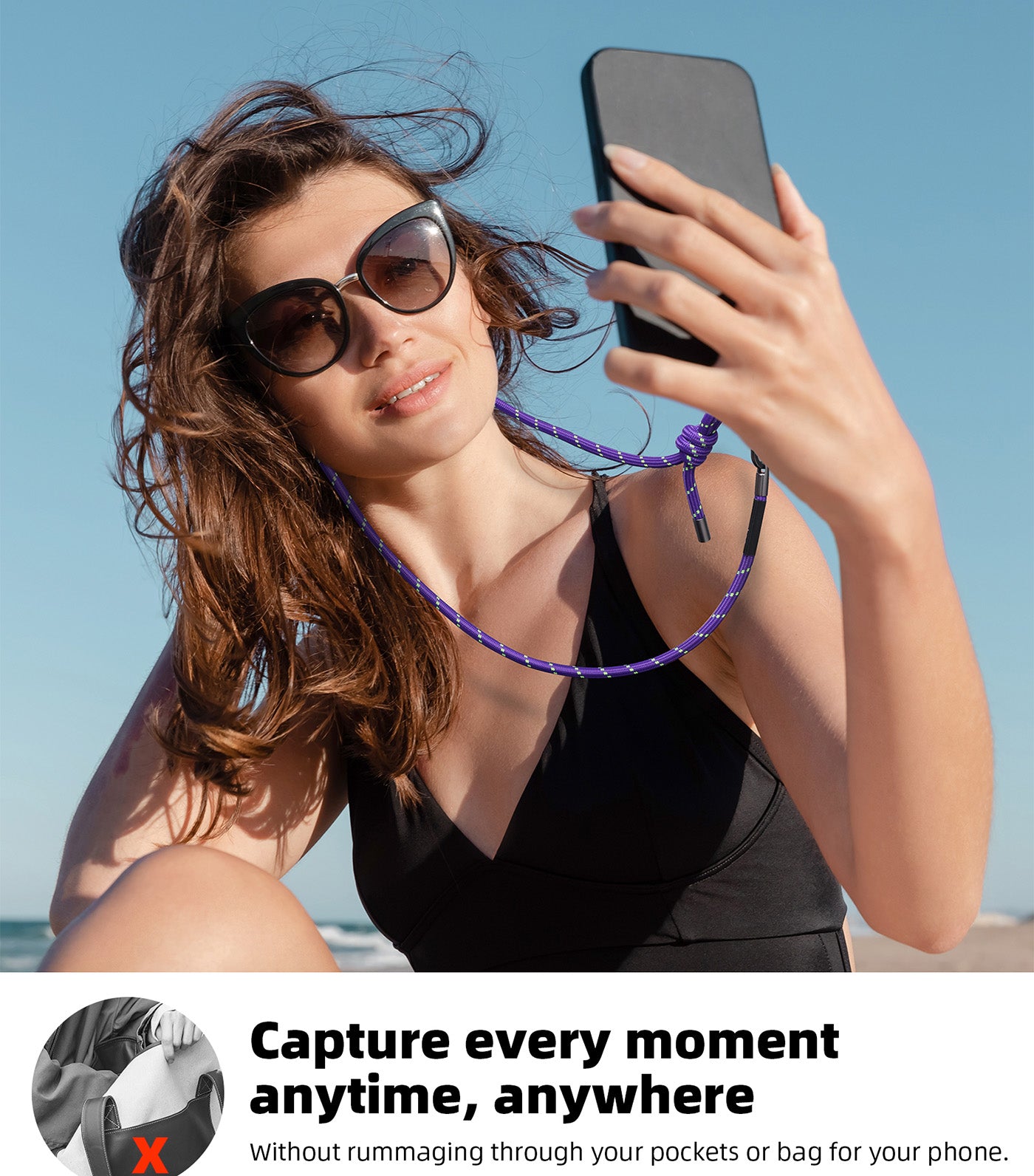 Phone Lanyard 8mm Purple Green