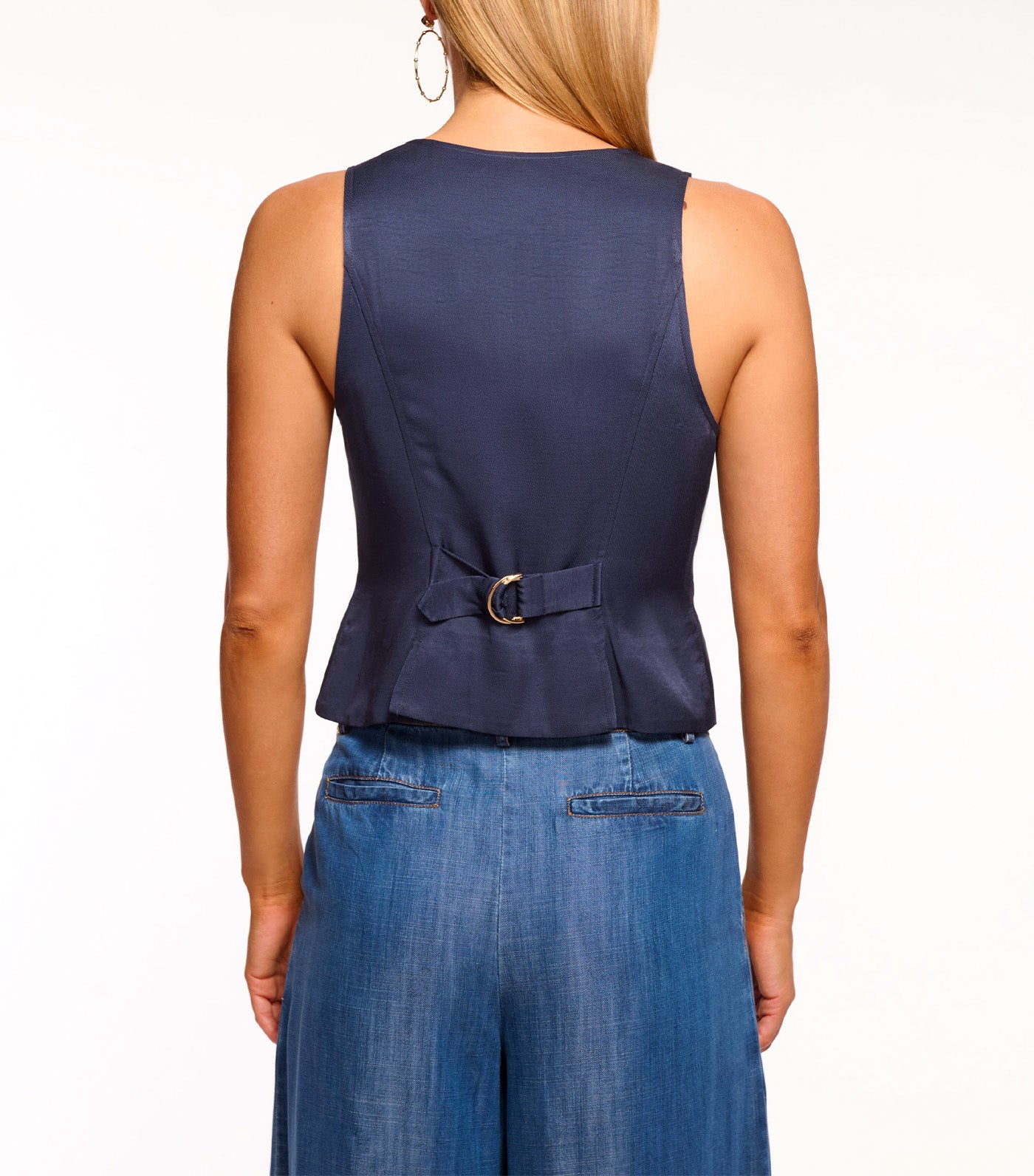 Ramy Brook Cedric V-Neck Button Down Vest Navy