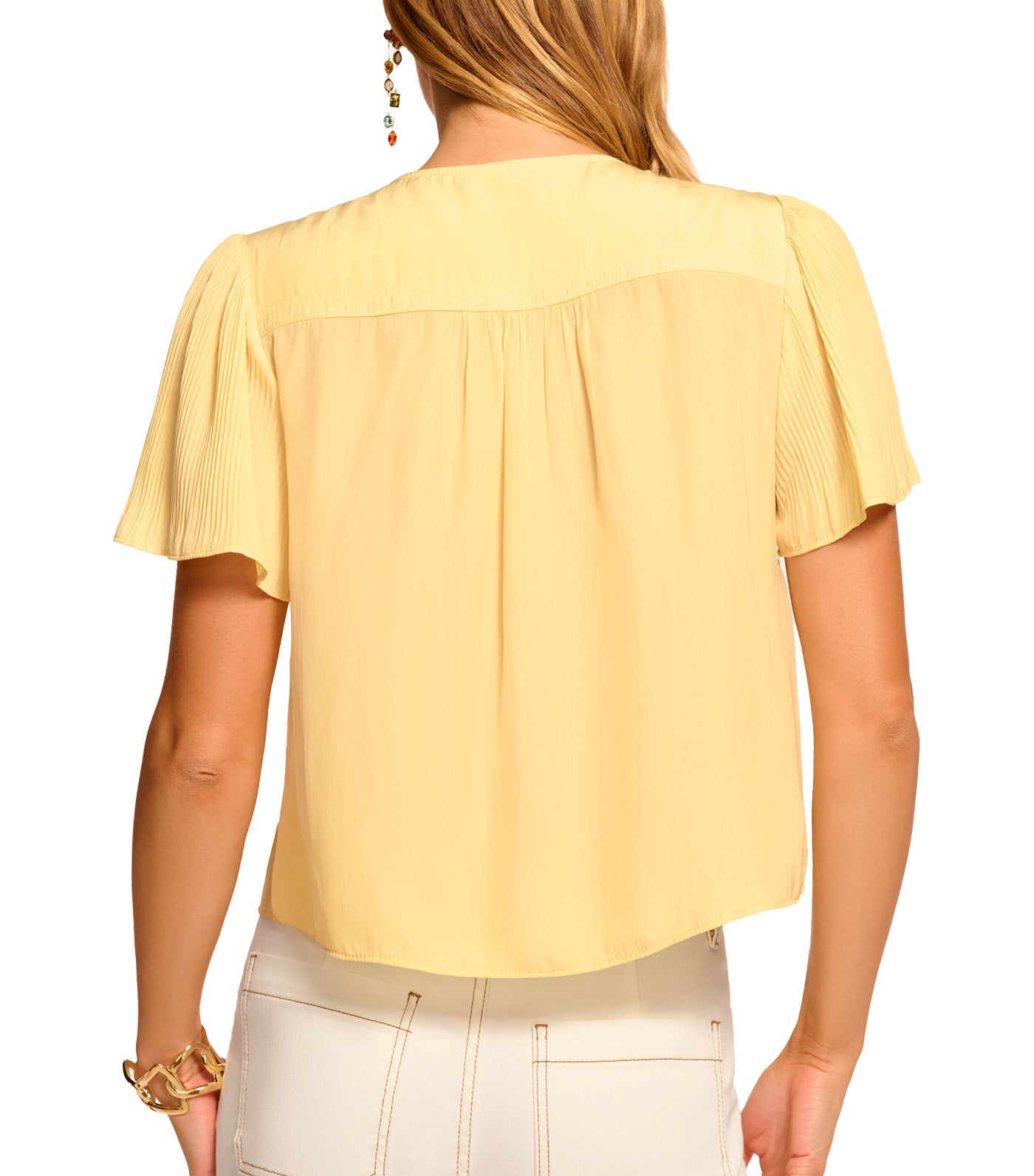 Selene Tie-Front Short Sleeve Blouse Butter