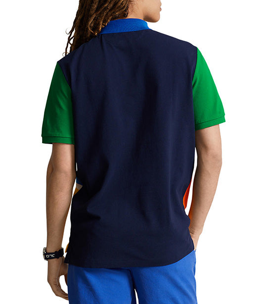 Men's Classic Fit Mesh Graphic Polo Shirt Canary Yellow Multi