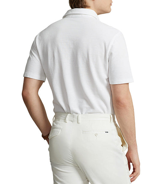 Men's Classic Fit Embroidered Mesh Polo Shirt White