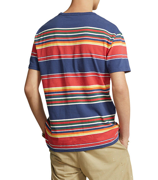 Men's Classic Fit Striped Jersey T-Shirt Light Navy Multi