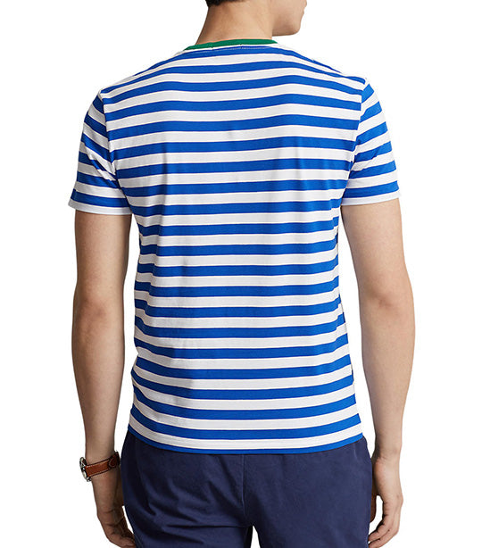 Men's Custom Slim Fit Striped Jersey T-Shirt Pacific Royal/White