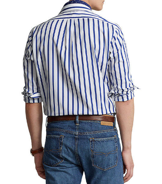 Men's Classic Fit Striped Poplin Workshirt Blue/White