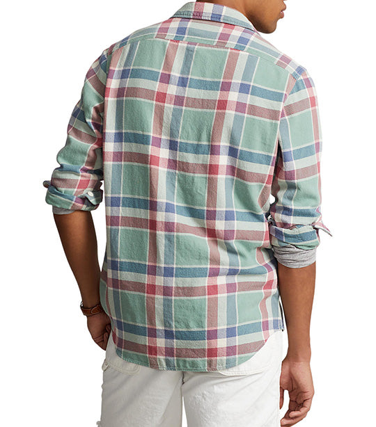 Men's Classic Fit Plaid Flannel Workshirt Green/Red Multi