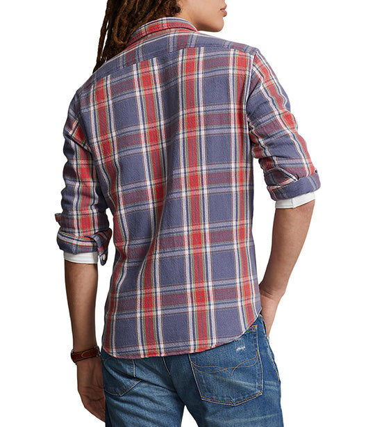 Men's Classic Fit Plaid Flannel Workshirt Blue/Red Multi