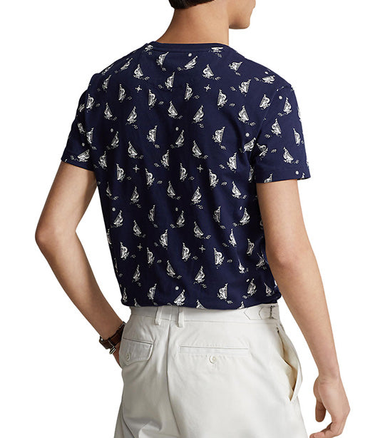 Men's Custom Slim Fit Sailboats Crewneck T-Shirt Newport Navy