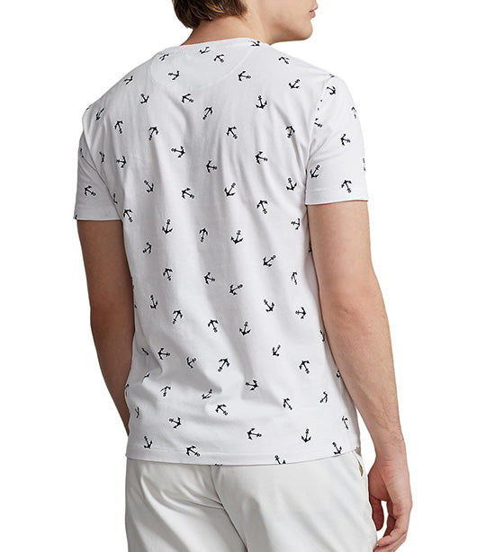 Men's Custom Slim Fit Sailboats Crewneck T-Shirt Nautical Anchors White