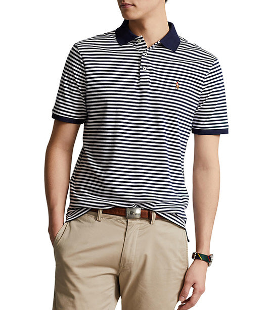 Men's Custom Slim Fit Soft Cotton Polo Shirt French Navy/White