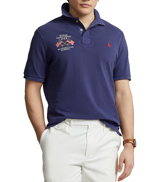 Men's Classic Fit Flag-Embroidered Polo Shirt Boathouse Navy