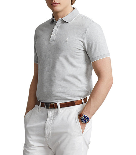 Men's Custom Slim Textured Cotton Polo Shirt Andover Heather
