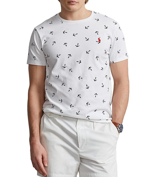 Men's Custom Slim Fit Sailboats Crewneck T-Shirt Nautical Anchors White