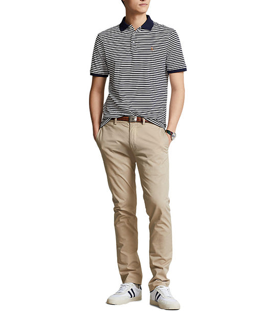 Men's Custom Slim Fit Soft Cotton Polo Shirt French Navy/White