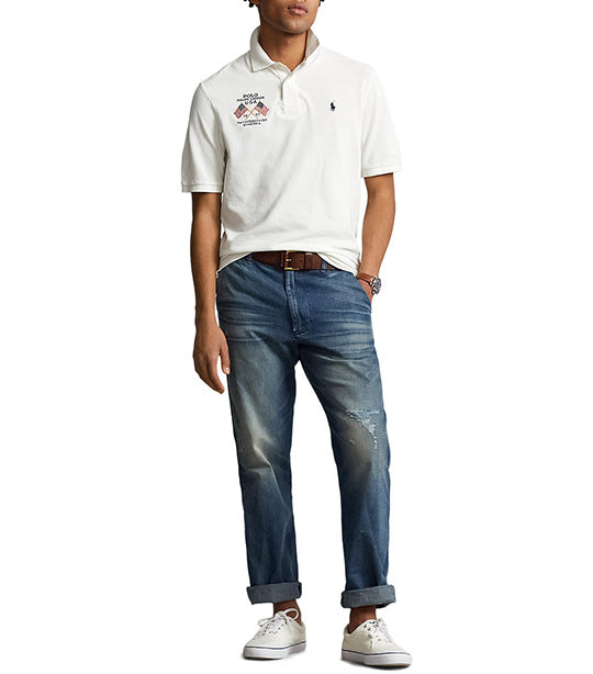 Men's Classic Fit Flag-Embroidered Polo Shirt Nevis