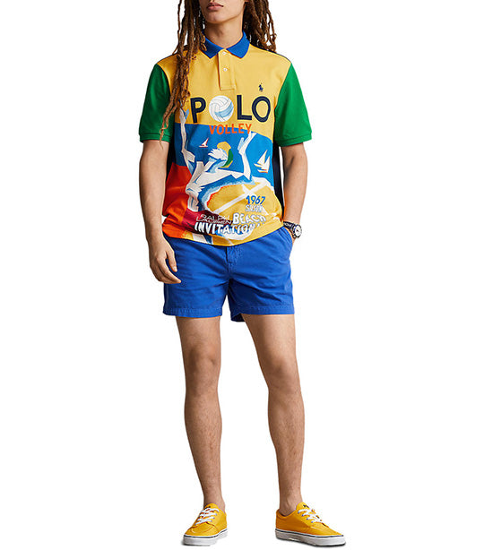 Men's Classic Fit Mesh Graphic Polo Shirt Canary Yellow Multi