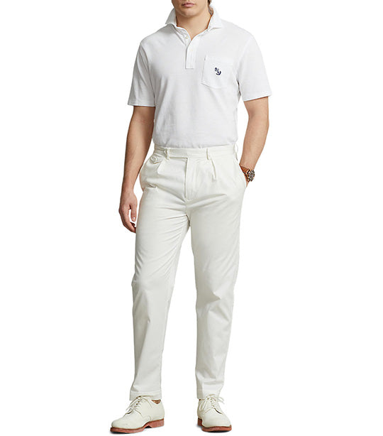 Men's Classic Fit Embroidered Mesh Polo Shirt White