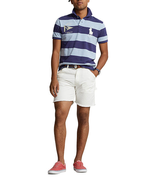 Men's Custom Slim Fit Big Pony Mesh Polo Shirt Boathouse Navy/Estate Blue