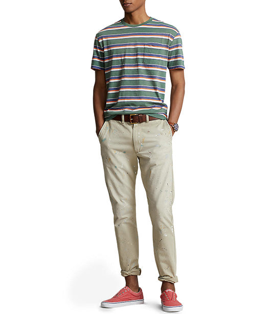 Men's Classic Fit Striped Jersey T-Shirt Washed Forest Multi
