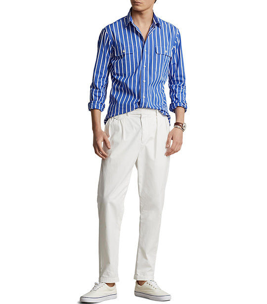 Men's Classic Fit Striped Poplin Workshirt Blue/White