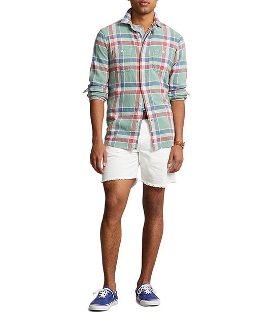 Men's Classic Fit Plaid Flannel Workshirt Green/Red Multi