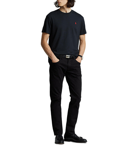 Men's Custom Slim Fit Jersey Crewneck T-Shirt RL Black