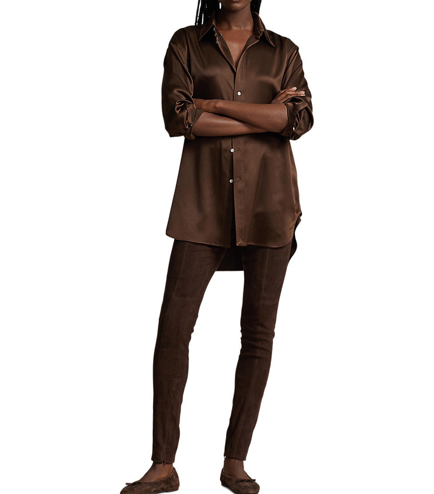 Women's Lambskin Suede Leggings Tobacco