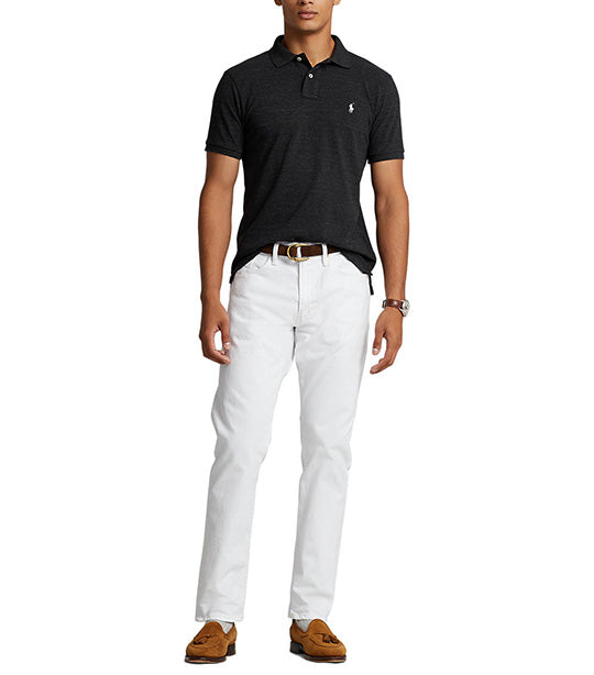 Men's Custom Slim Fit Mesh Polo Shirt Black Marl Heather