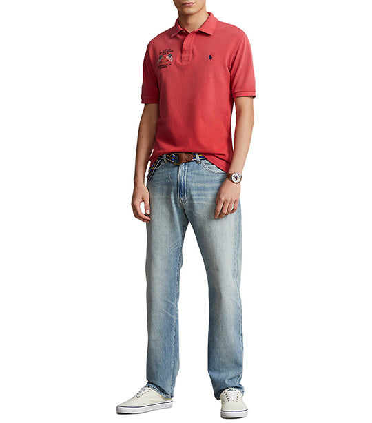 Men's Classic Fit Flag-Embroidered Polo Shirt Evening Post Red