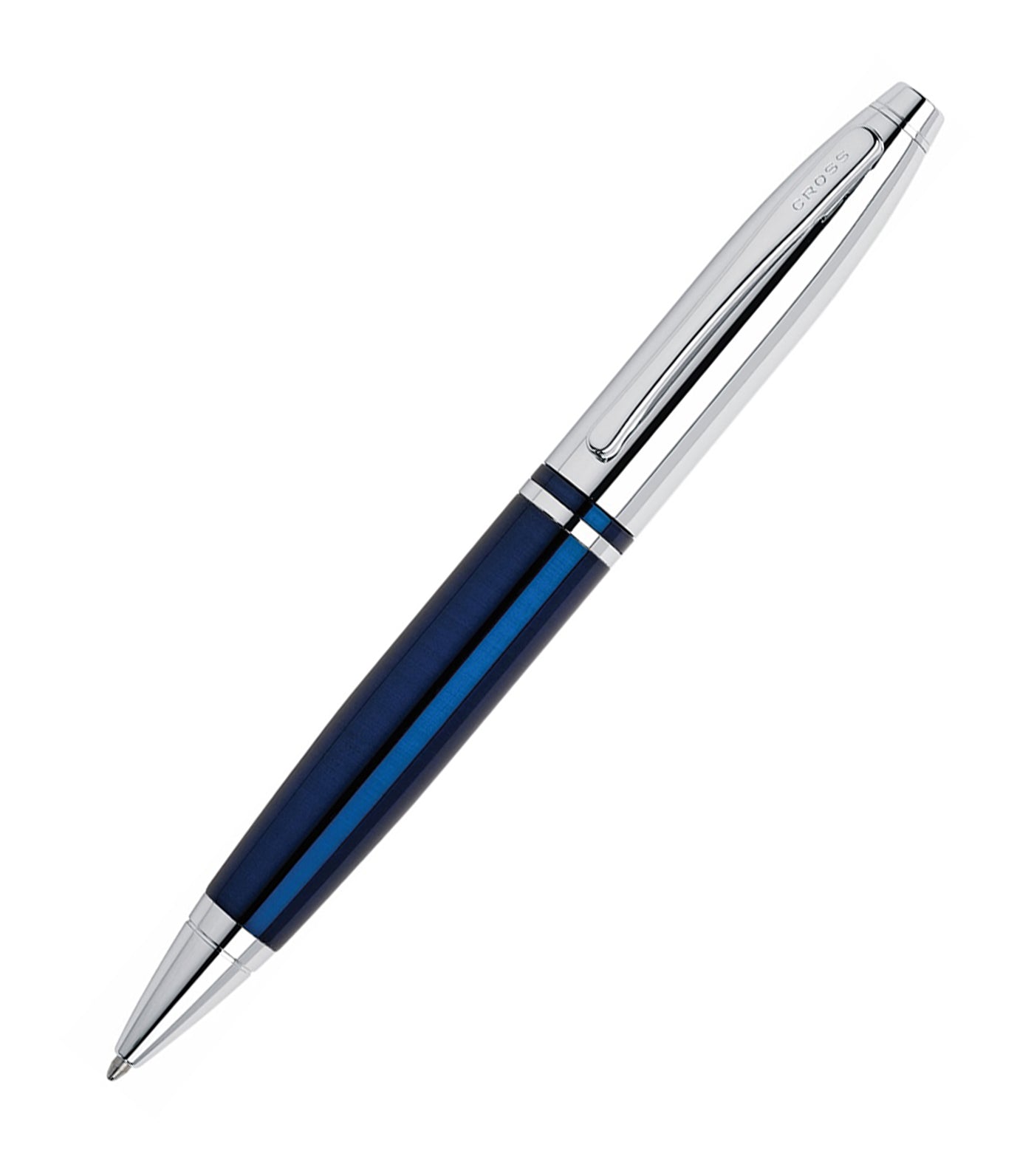 Calais Chrome and Blue Lacquer Ballpoint Pen