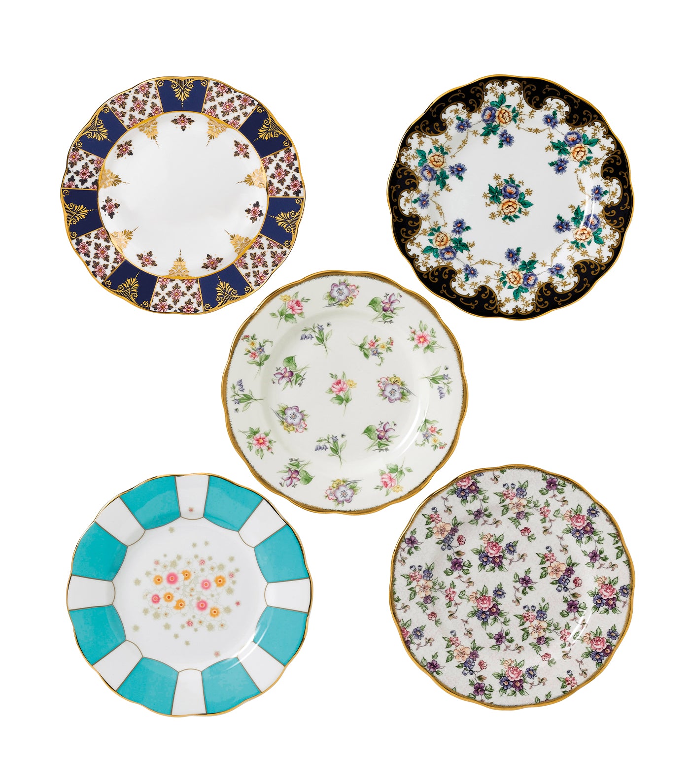 royal albert 100 years of royal albert 5-piece plate set (1900-1940)