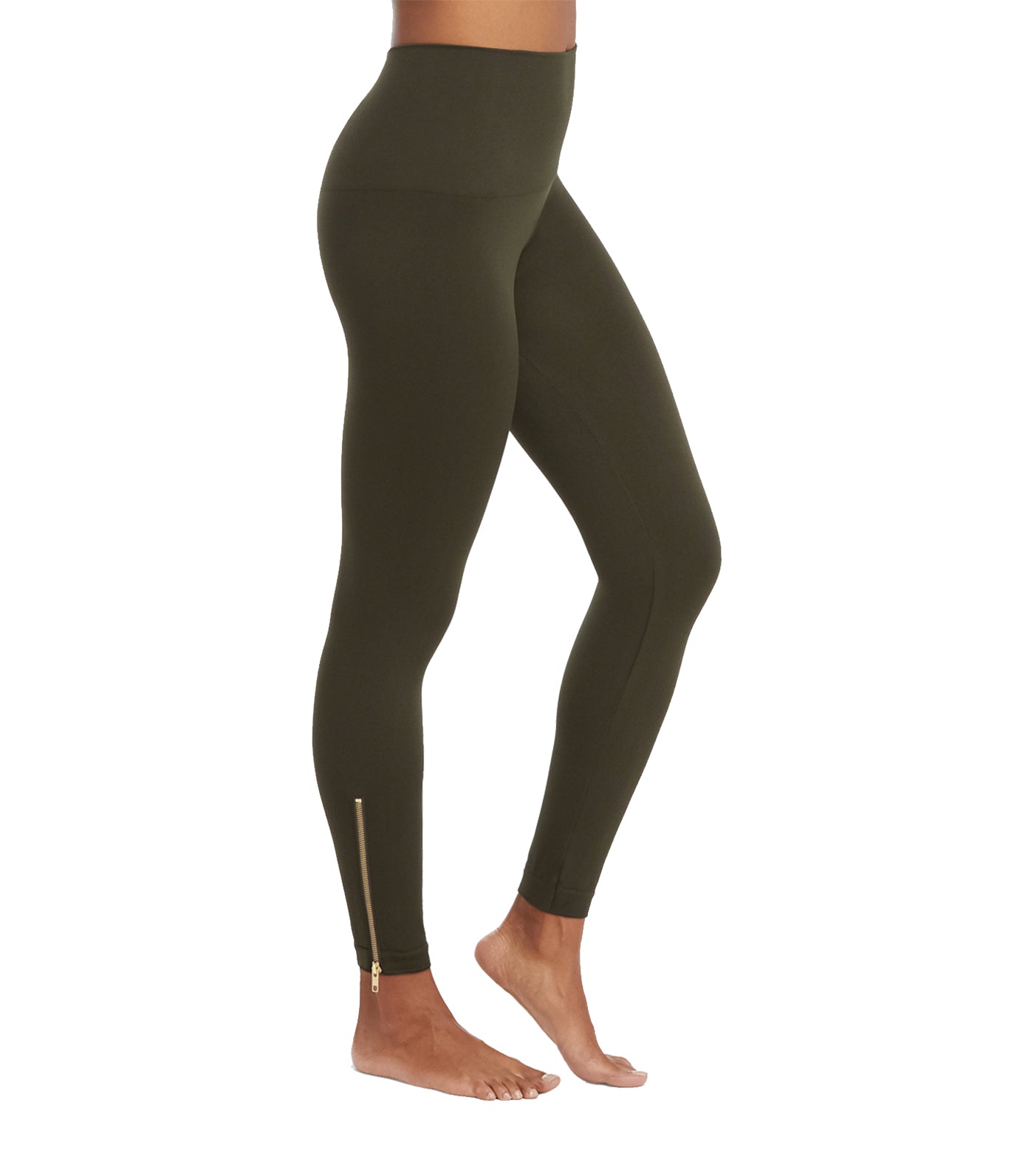 spanx look at me now seamless side zip leggings deep olive