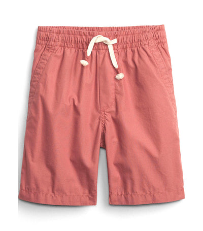 Kids Pull-On Poplin Shorts with Washwell - Earthenware Red