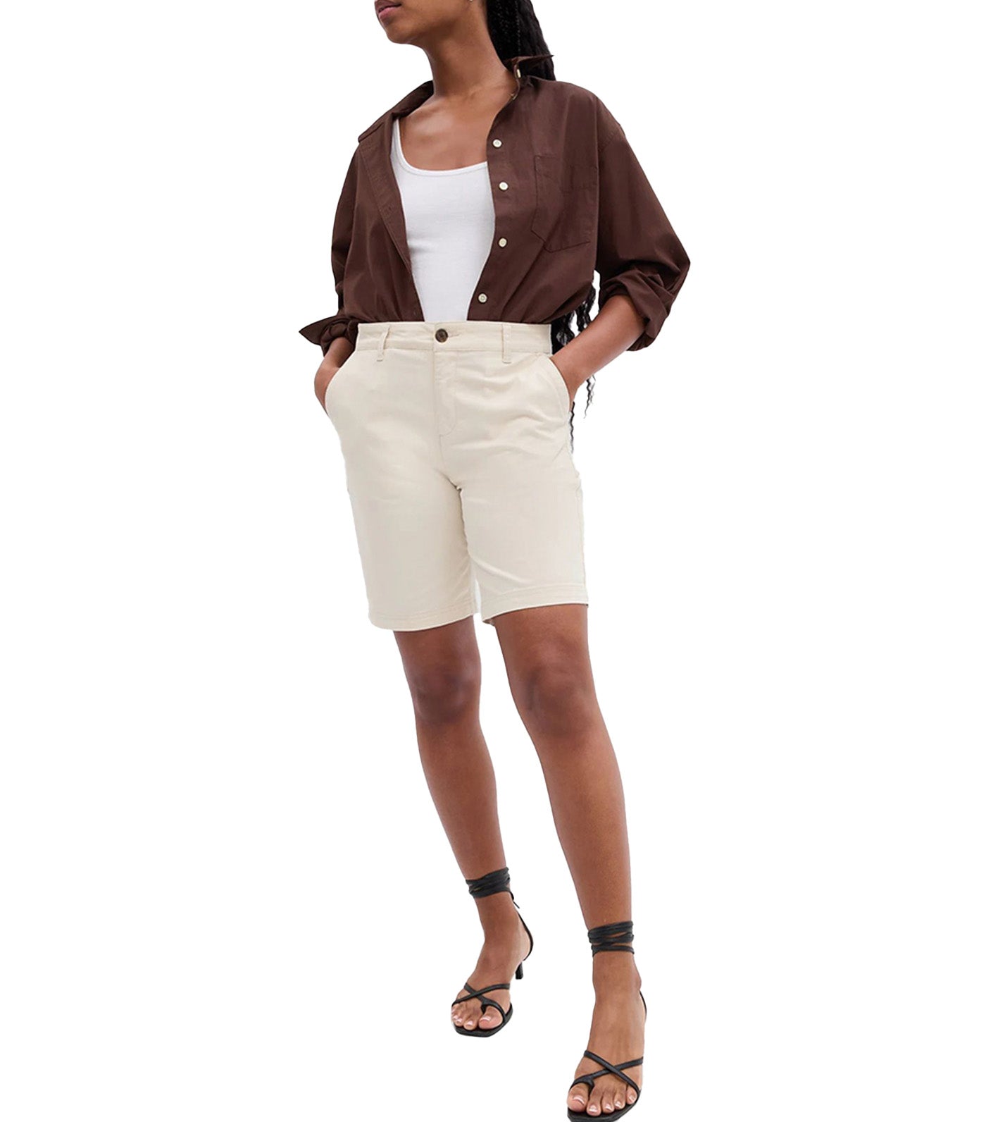 9" Mid-Rise Twill Bermuda Shorts with Washwell Beach Pebble Beige