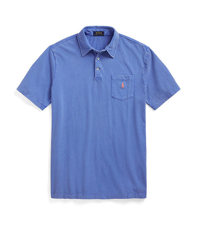 Men's Custom Slim Fit Cotton-Linen Polo Shirt Blue
