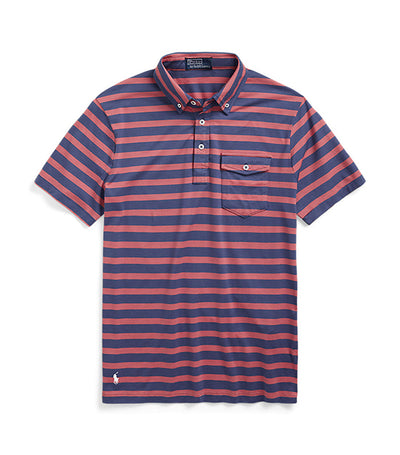 Men's Striped Jersey Pocket Polo Shirt Red/Navy