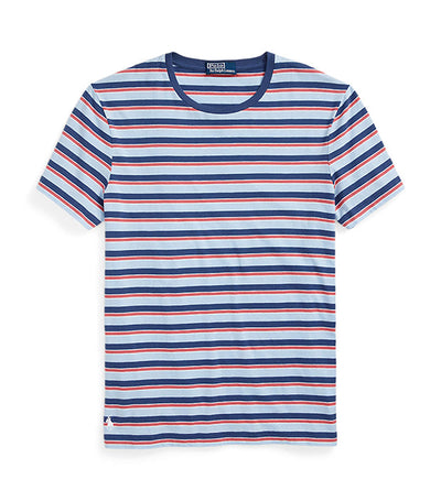 Men's Custom Slim Fit Striped Jersey T-Shirt Blue