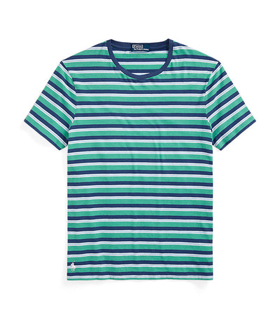 Men's Custom Slim Fit Striped Jersey T-Shirt Green/Blue