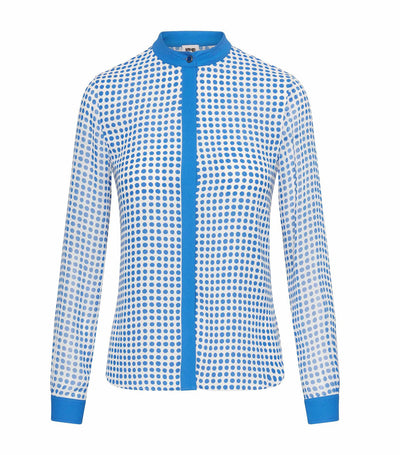 Covered Placket Oxford Top Blue Lapis/Bright White