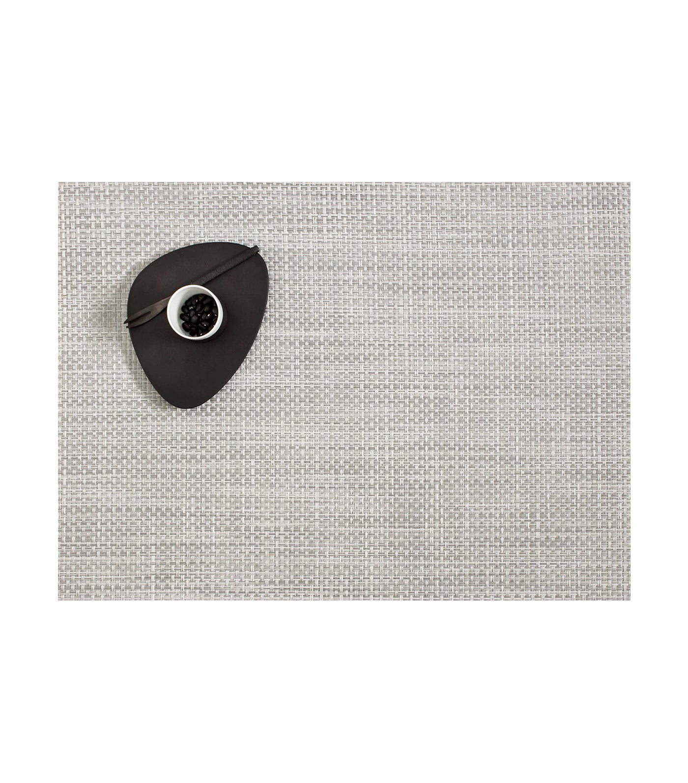 Basketweave Rectangle Placemat - White/Silver