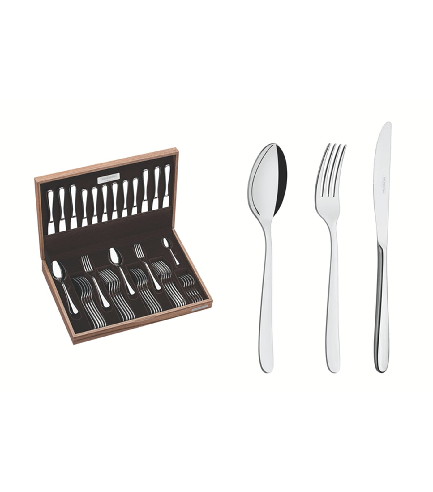 tramontina cannes 42-piece cutlery set with wooden case