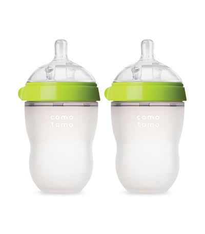 Silicone Baby Bottle Twin Pack 250ml - Green