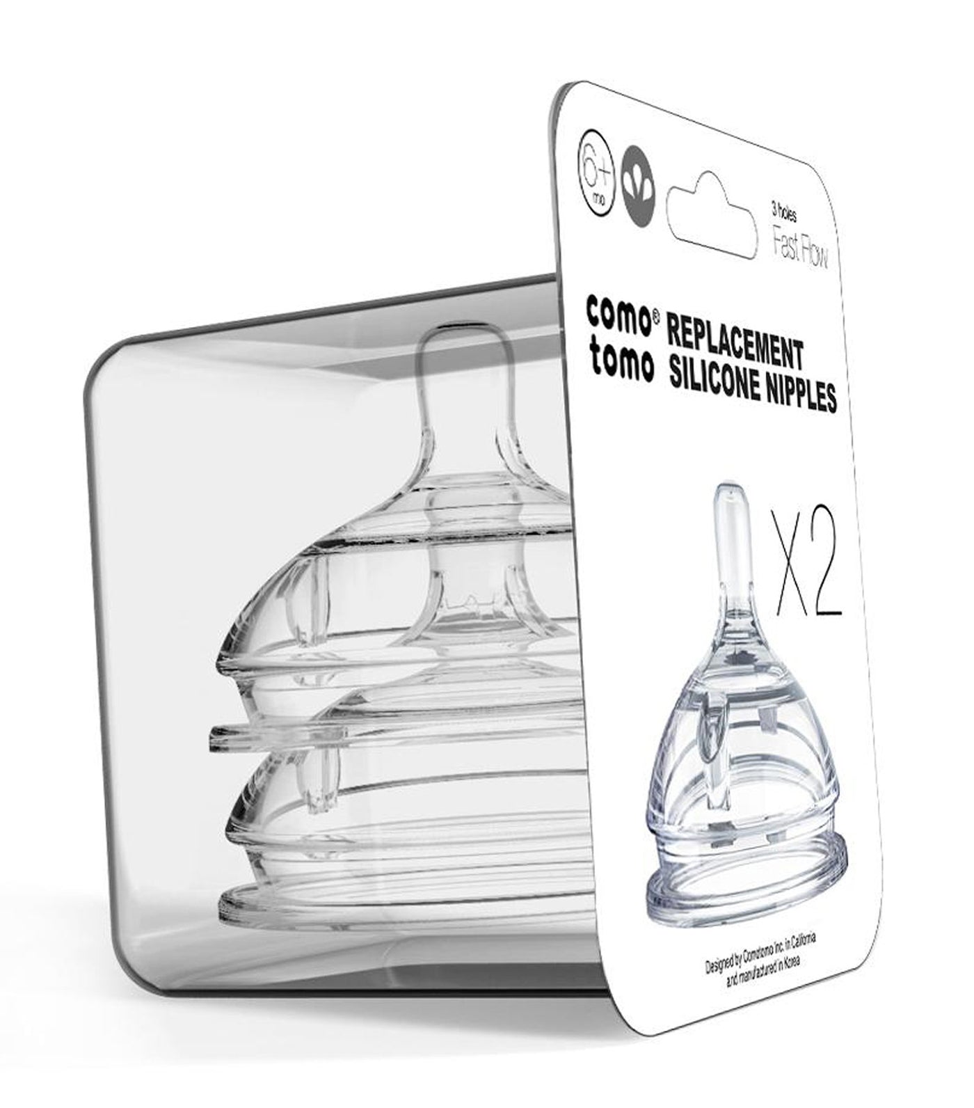 Replacement Silicone Nipples Twin Pack 3-Hole - Fast Flow