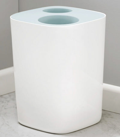 Split™ 8L Waste and Recycling Bin - White and Light Blue