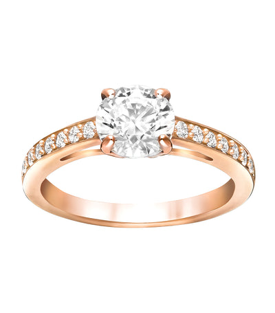 Attract Round Ring White Rose-Gold Tone Plated Pink