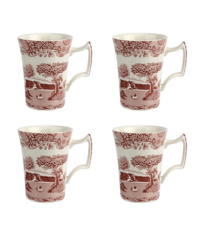 spode cranberry italian mug set of 4
