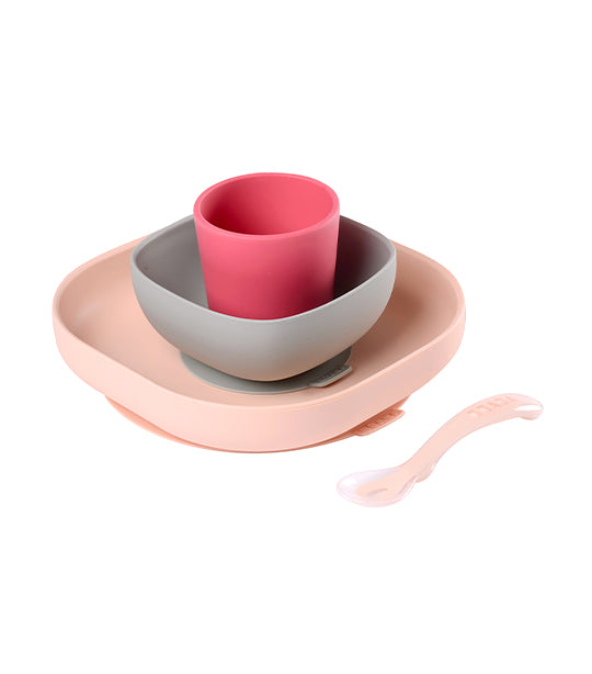 beaba silicone suction meal set – rose